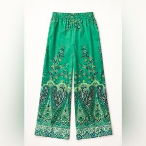 Rachel Zoe Floral Paisley Print Wide Leg Palazzo Pants Boho Festival Resort Work